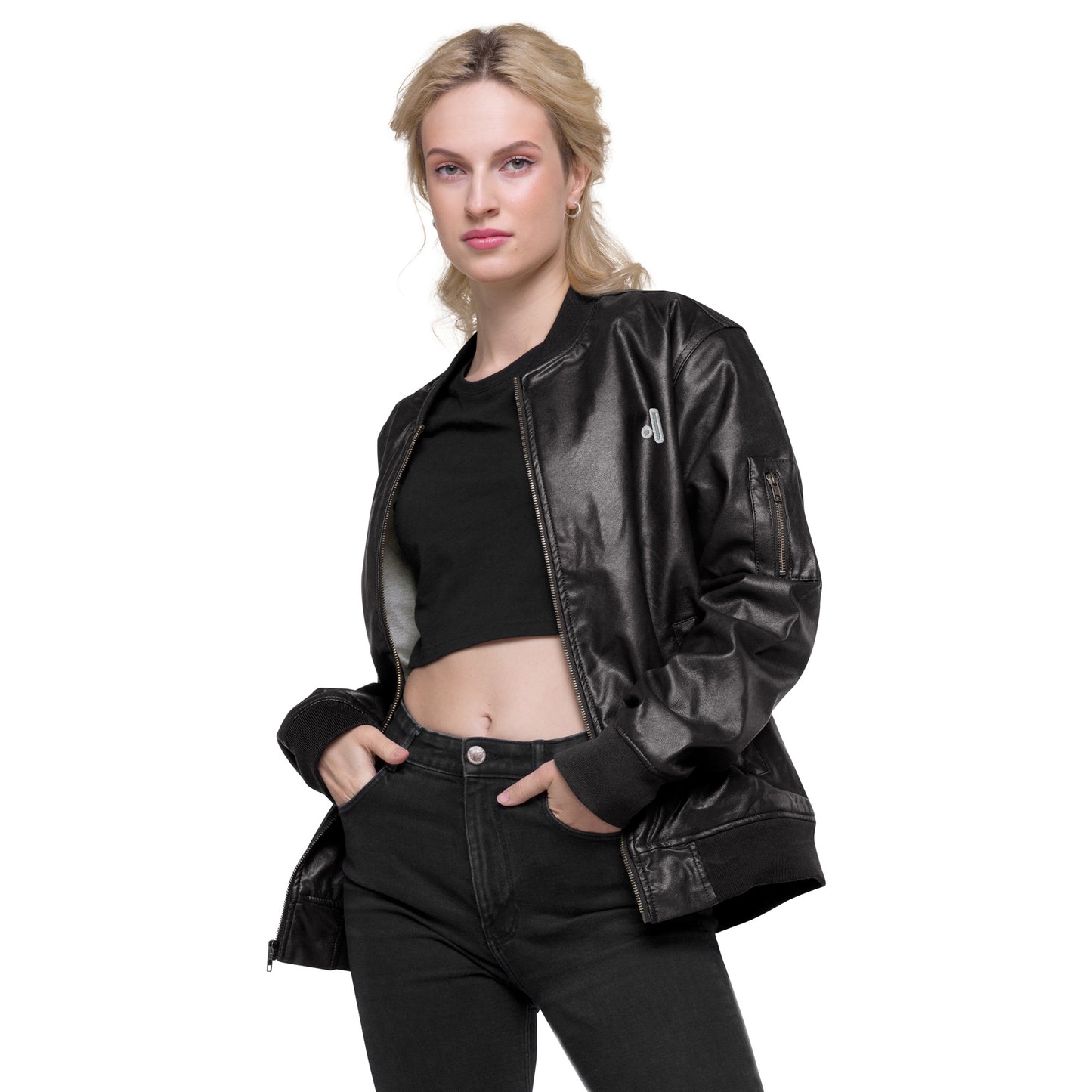 the not leather jacket.|