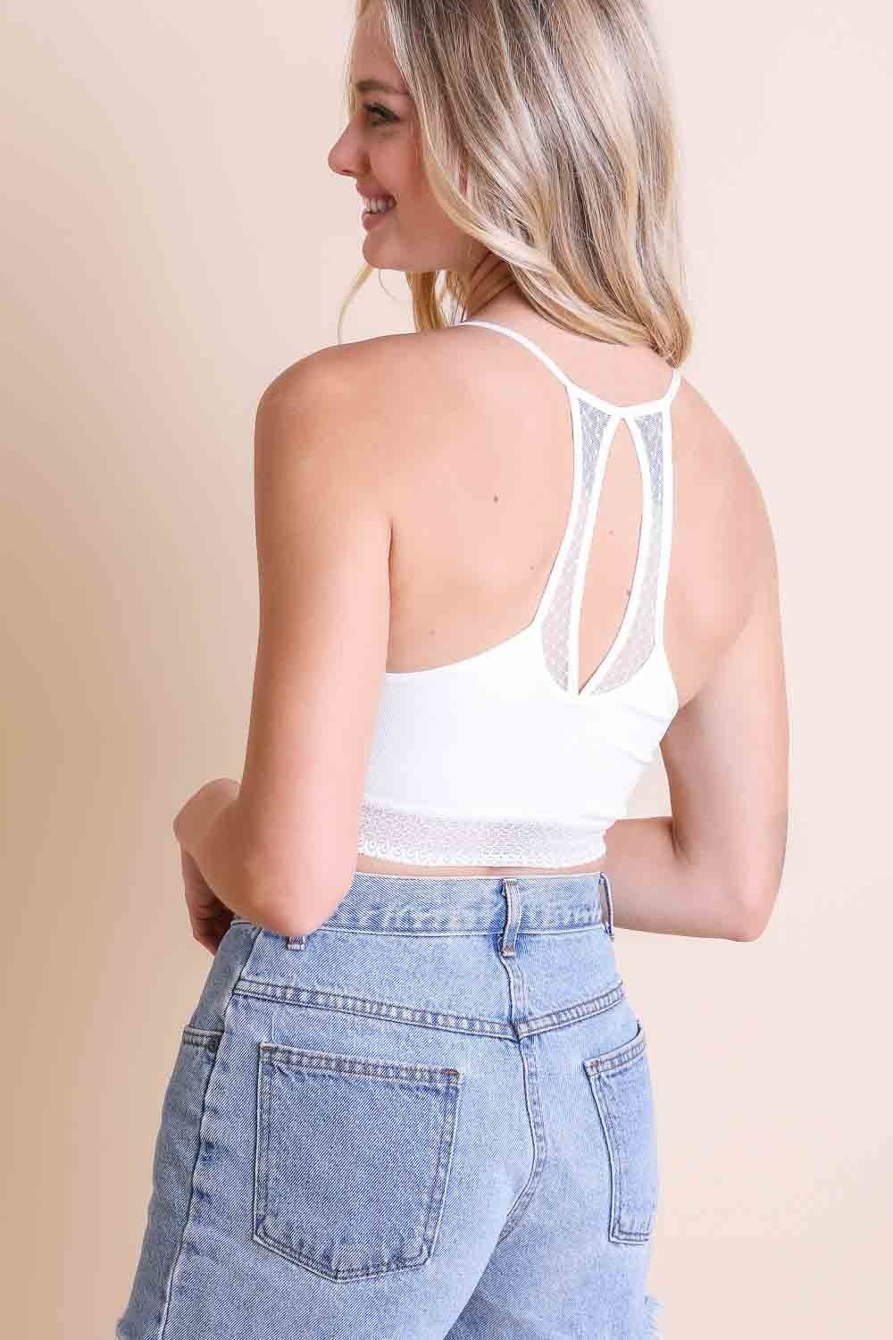 lace trim dot bralette.|